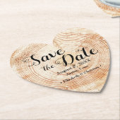 Hout gesneden plak Rustieke bruiloft Bewaar de dat Kartonnen Onderzetters (Gekanteld)