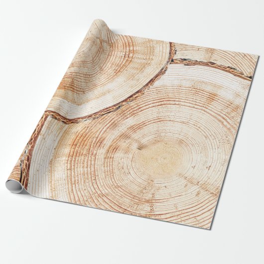 Hout gesneden plak rustieke bruiloft cadeaupapier (Uitgerold)