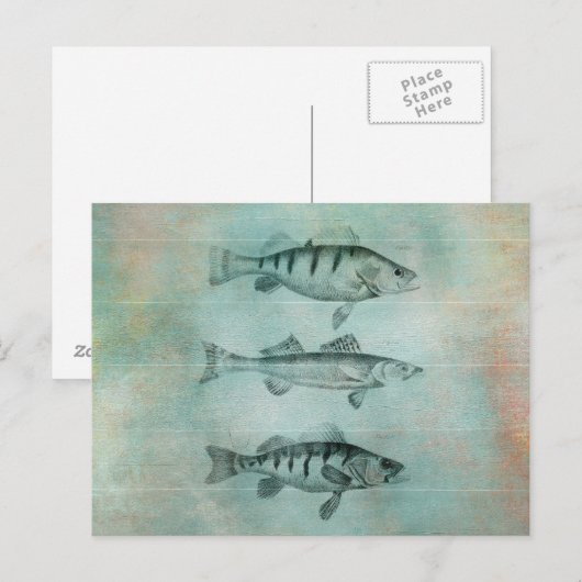 Hout, getextureerd visdesign briefkaart (Voorkant / Achterkant)