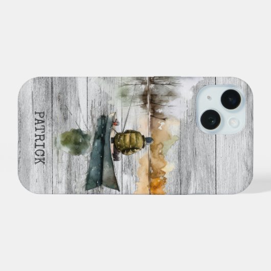 Hout Gevist meervisser iPhone 15 Case (Achterkant horizontaal)
