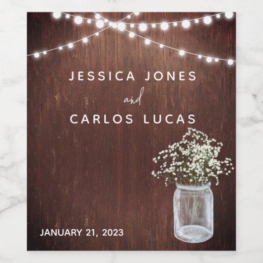 Hout Gipsplant Baby's Breath Metselwerkpot Wijn Wijn Etiket (Enkel label)