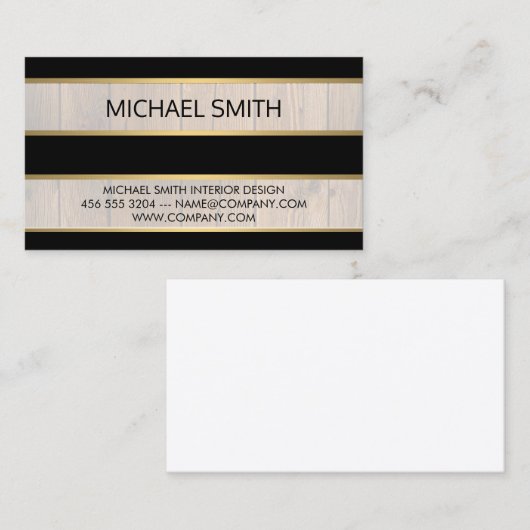 Hout Gouden Trim Textuur Strepen Visitekaartje (Voorkant / Achterkant)