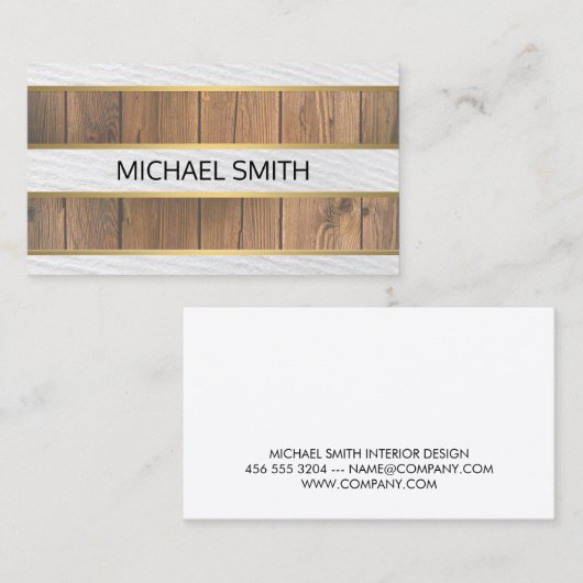 Hout Gouden Trim Textuur Strepen Visitekaartje (Voorkant / Achterkant)