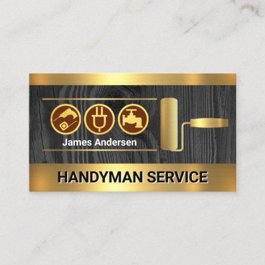 Hout Gouden Verf Brush Lagen Visitekaartje (Voorkant)