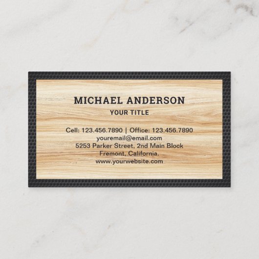 Hout Graan Black Hand Plane Handyman Carpenter Visitekaartje (Achterkant)