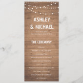 Hout Graan en String Lights Trouwprogramma Programmakaart (Voorkant)