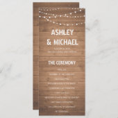 Hout Graan en String Lights Trouwprogramma Programmakaart (Voorkant / Achterkant)