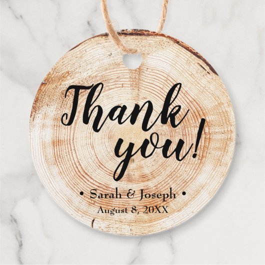 Hout Grain Rustic Wedding Dank je Bedankjes Labels (Achterkant)