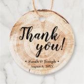 Hout Grain Rustic Wedding Dank je Bedankjes Labels (Voorkant)