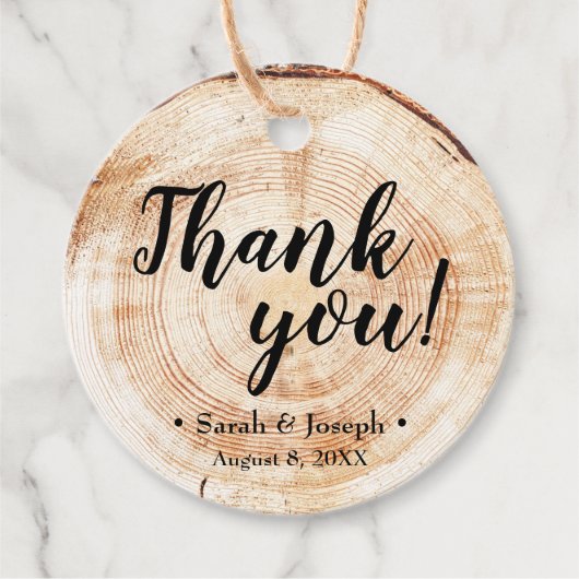 Hout Grain Rustic Wedding Dank je Bedankjes Labels (Voorkant)