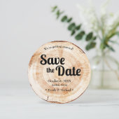 Hout Grain Tree Stylish Verloving Foto uniek Kaart (Staand voorkant)