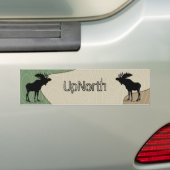 Hout Grain UpNorth Moose Silhouette Bumpersticker (Op auto)
