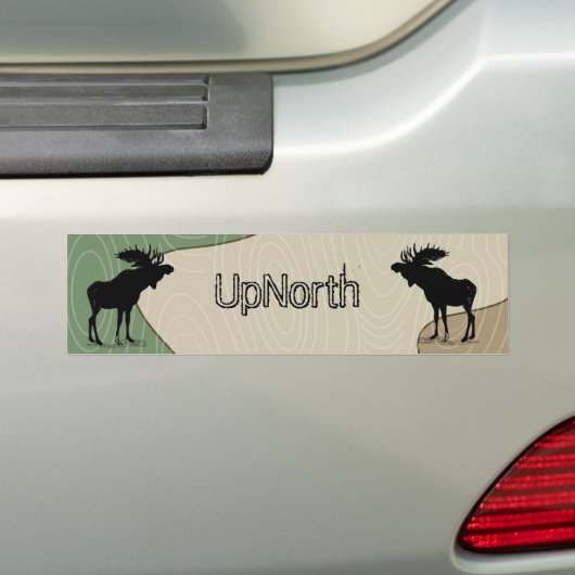 Hout Grain UpNorth Moose Silhouette Bumpersticker (Op auto)