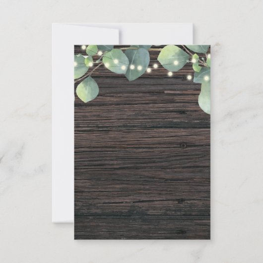 Hout Greenery Lights Rehearsal Dinner Invitation Kaart (Achterkant)