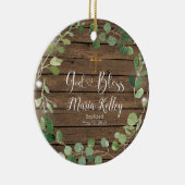 Hout Greenery Personalized Boy or Girl Baptisme Keramisch Ornament (Rechts)