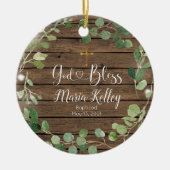 Hout Greenery Personalized Boy or Girl Baptisme Keramisch Ornament (Voorkant)