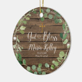 Hout Greenery Personalized Boy or Girl Baptisme Keramisch Ornament (Links)