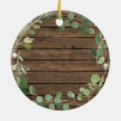 Hout Greenery Personalized Boy or Girl Baptisme Keramisch Ornament (Achterkant)