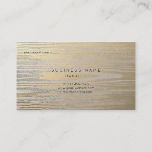 Hout Grey Silver Gold Metallic Appointment Card Afsprakenkaartje (Achterkant)