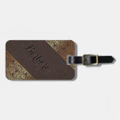 Hout Grijs Kijk Gouden Bloemen Swirls 2 Bagagelabel (Voorkant horizontaal)