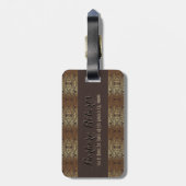 Hout Grijs Kijk Gouden Bloemen Swirls 2 Bagagelabel (Achterkant verticaal)