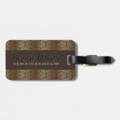 Hout Grijs Kijk Gouden Bloemen Swirls 2 Bagagelabel (Achterkant horizontaal)