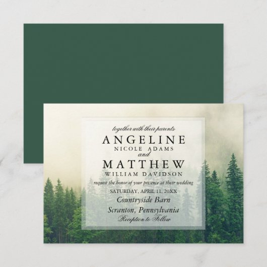 Hout Grove Green Tree Wedding Kaart (Voorkant / Achterkant)