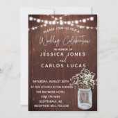 Hout Gypsophila Baby's Breath Mason Jar Lights Kaart (Voorkant)