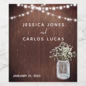 Hout Gypsophila Baby's Breath Mason Jar Wijn Etiket (Enkel label)