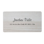 Hout Handgeschreven Script Naam Tekst Verzendadres Etiket (Voorkant)