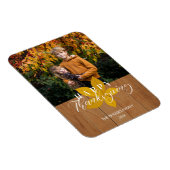 Hout Happy Thanksgiving Script Bladeren Foto Magneet (Rechterzijde)