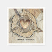 Hout Hart Rustiek Land Bruiloft Servetten (Voorkant)