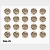 Hout Hart Rustieke Bruiloft Ronde Sticker (Vel)