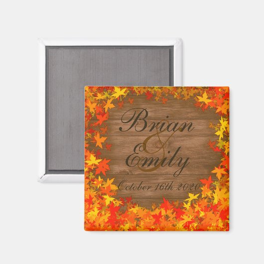 Hout herfst herfst laat aangepaste trouwmagneten magneet (Voorkant / Achterkant)