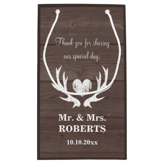 Hout herten gewei bruiloft partij gunst geschenk z klein cadeauzakje (Achterkant)