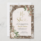 Hout Hij of Zij Kerstmis Bloemen Geslacht Onthulle Kaart (Voorkant)