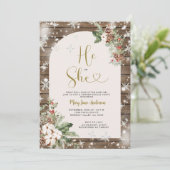 Hout Hij of Zij Kerstmis Bloemen Geslacht Onthulle Kaart (Staand voorkant)