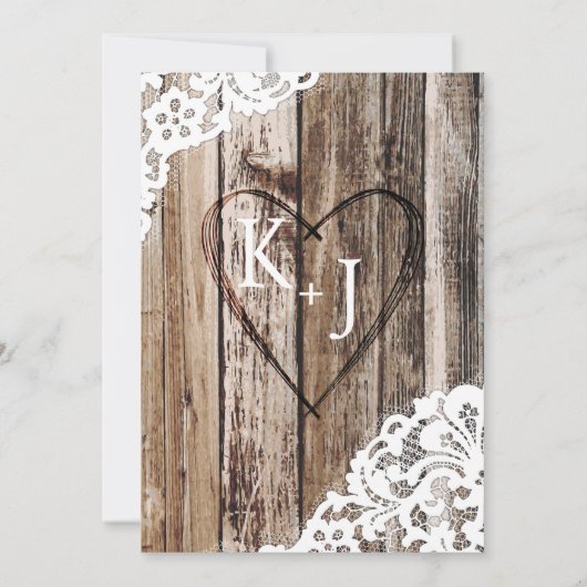 Hout Hoefijzer kant rustieke bruiloft Kaart (Achterkant)
