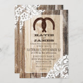 Hout Hoefijzer kant rustieke bruiloft Kaart (Voorkant / Achterkant)