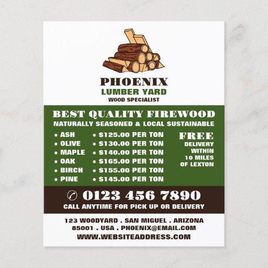 Hout, hout/hout/houtwerf Advertentie Flyer (Voorkant)