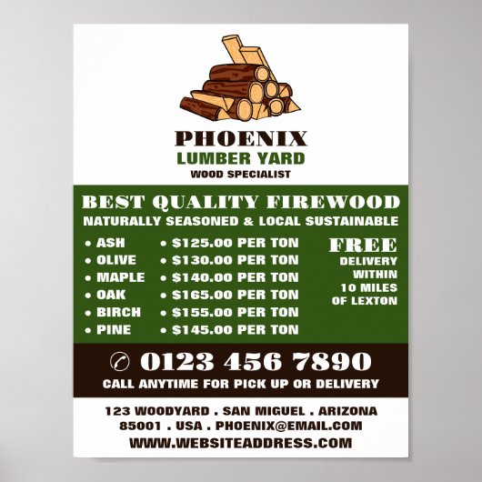 Hout, hout/hout/houtwerf Advertentie Poster (Voorkant)