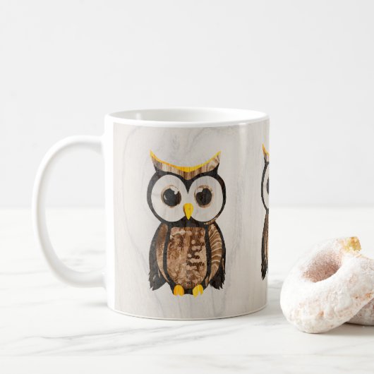 Hout - houte - Owl Koffiemok (Met donut)