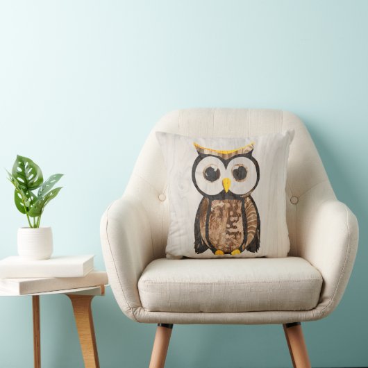 Hout - houte - Owl Kussen (Stoel)