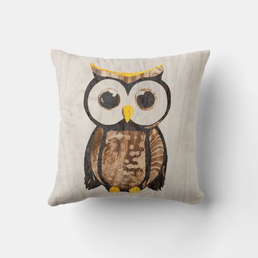 Hout - houte - Owl Kussen (Achterkant)