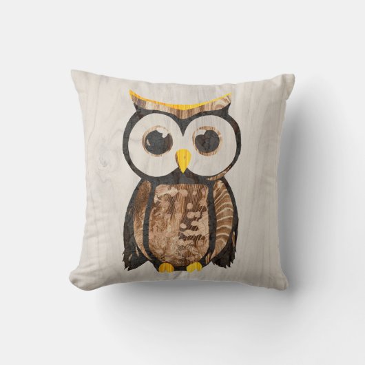 Hout - houte - Owl Kussen (Voorkant)