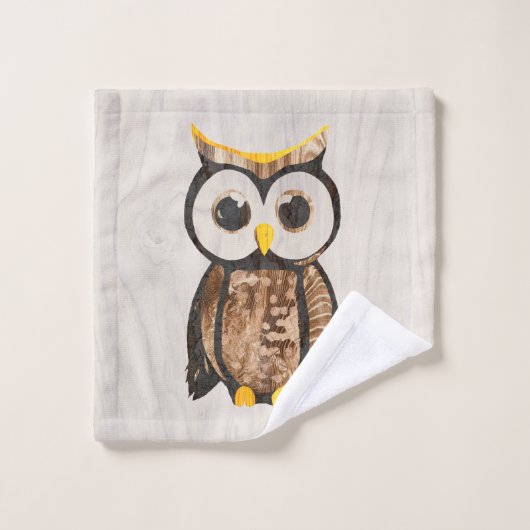 Hout - houte - Owl Washandje (Wasdoekje)