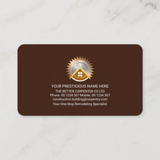 Hout Houten Gouden Lijnen Vakman Visitekaartje (Achterkant)