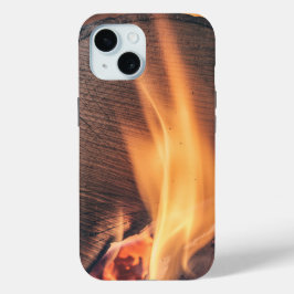 Hout in brand iPhone 15 case