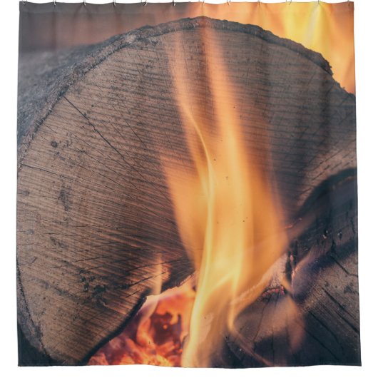 Hout in brand douchegordijn (Voorkant)