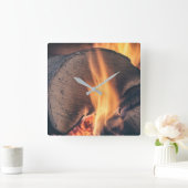 Hout in brand vierkante klok (Huis)